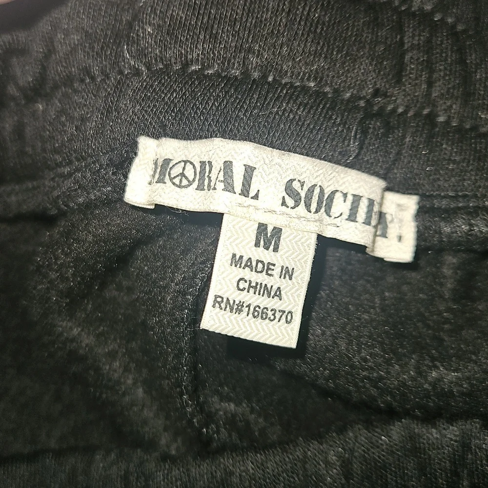Moral Society Black Sweat Shorts – Faux Button Detail, Juniors M